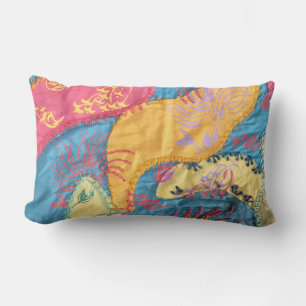 Boho Fibre Art Patchwork Quilt Lendenkissen