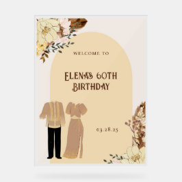 Boho Filipiniana Birthday Welcome Party Banner Acrylschild