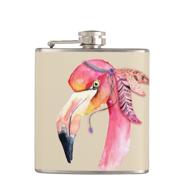 Boho Fiona Flamingo Flasche Flachmann (Vorderseite)