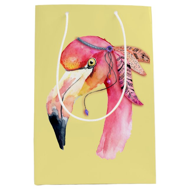 Boho Fiona Flamingo Gift Bag Mittlere Geschenktüte (Vorderseite)