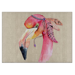Boho Fiona Flamingo Glass Cutting Board Schneidebrett