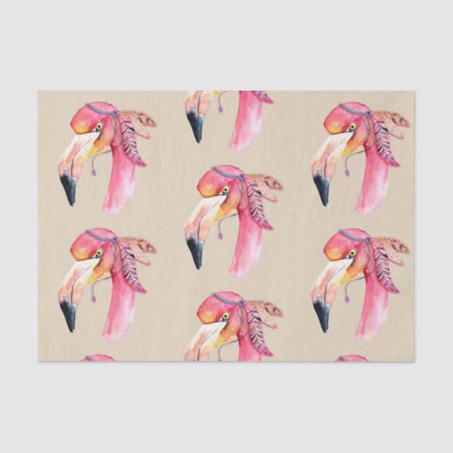 Boho Fiona Flamingo Tissue Paper Seidenpapier (Vorderseite)