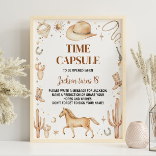 Boho First Rodeo Birthday Time Kapselzeichen Poster