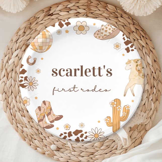 Boho First Rodeo Cowgirl Birthday Paper Tellers Pappteller (Von Creator hochgeladen)