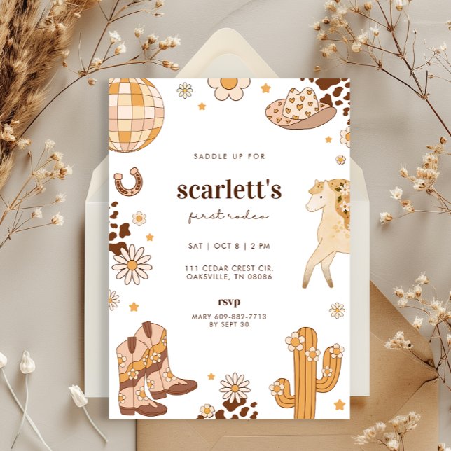 Boho First Rodeo Cowgirl Einladung (Von Creator hochgeladen)