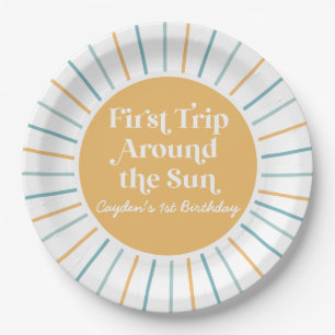 Boho First Trip Around the Sun 1. Geburtstag Papie Pappteller