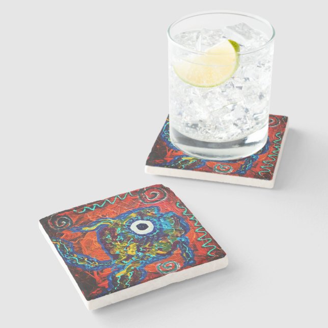 Boho-Fisch-Stein-Unterlage Steinuntersetzer (Seitenansicht)