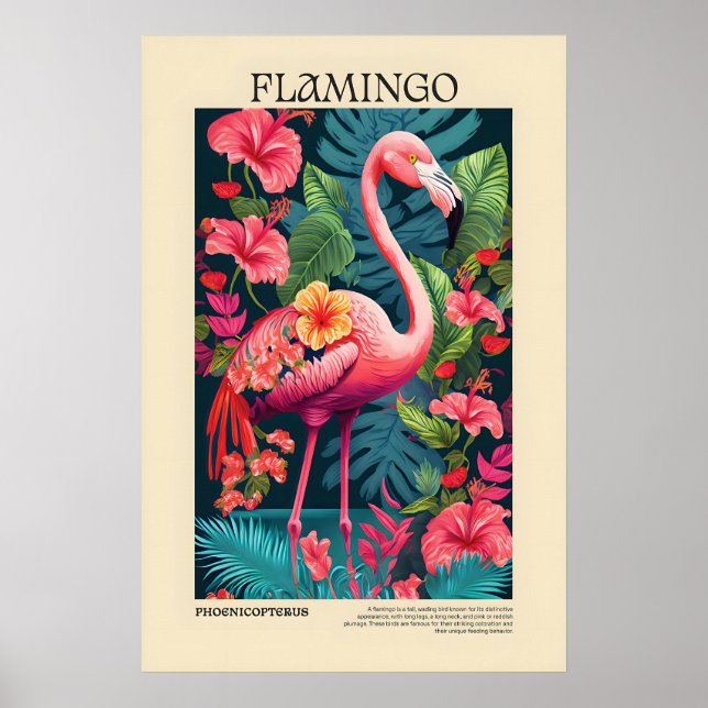 Boho-Flamingo-Druck Tropischer Vogel Wandkunst Poster (Vorne)