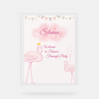 Boho-Flamingo-Geburtstagseinladung, Whimsical Prin Acrylschild