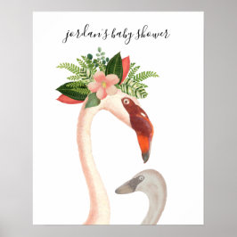 Boho Flamingo Mama + Chick Baby Shoster Poster