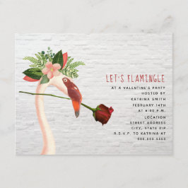 Boho Flamingo Rose Valentins Party Einladung