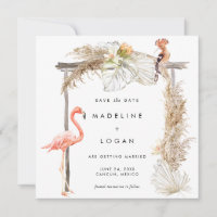 Boho Flamingo Wedding Arch Save the Date
