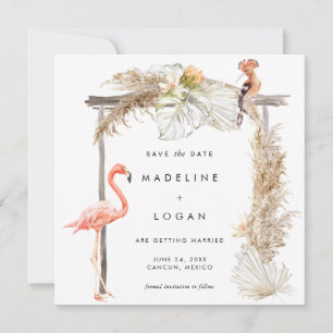Boho Flamingo Wedding Arch Save the Date Ankündigung