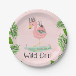 Boho Flamingo Wild One Birthday Party Pappteller