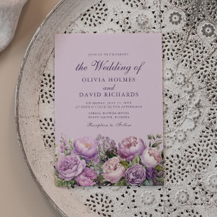 Boho Flieder Pfingstrosen Hochzeit Einladung