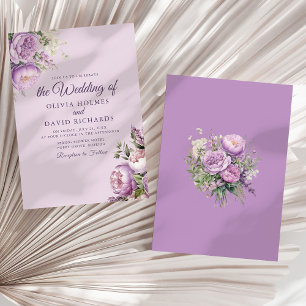 Boho Flieder Pfingstrosen Hochzeit Einladung