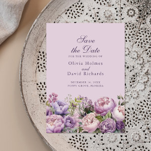 Boho Flieder und lila Pfingstrosen Save the Date K
