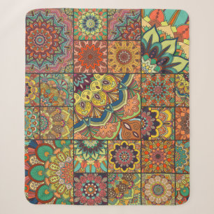 Boho-Fliesen: farbenfrohes Patchwork-Nahtlosmuster Sherpadecke