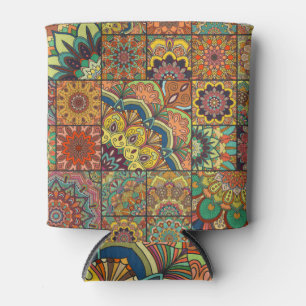 Boho Fliesen: farbiges Patchwork nahtlos Muster Dosenkühler
