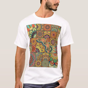 Boho Fliesen: farbiges Patchwork nahtlos Muster T-Shirt