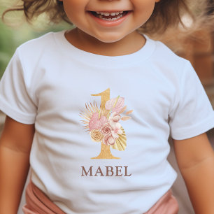 Boho-Floral 1. Geburtstagsfeier Baby T-shirt