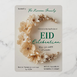 Boho Floral 3D Crescent Eid Party Invitation Folien Feiertagskarte