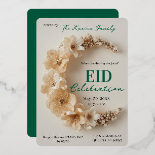 Boho-Floral-3D-Halbmond-Eid-Party-Einladung  Folien Feiertagskarte