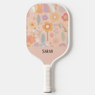Boho Floral Abstrakt Personalisiert Dusty Pink Pickleball Schläger