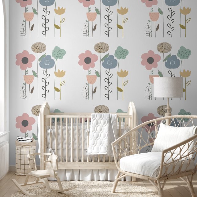 Boho Floral Abstrakt Wallpaper Tapete (Kinder)