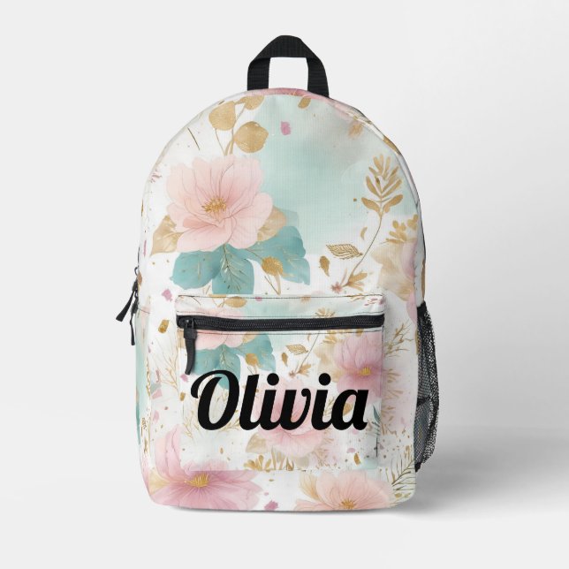 Boho Floral Aesthetic backpack Bedruckter Rucksack (Vorderseite)