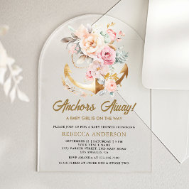 Boho Floral Anchor Nautical Girl Arch Baby Shower Acryleinladungen