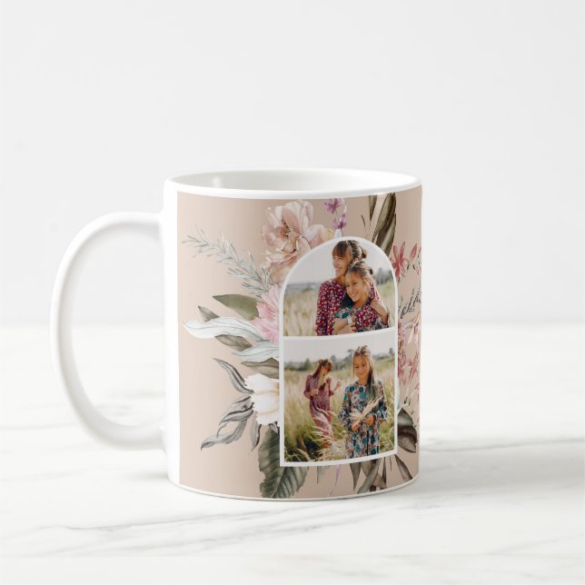 Boho Floral and Greenery Foto Kaffeetasse (Links)