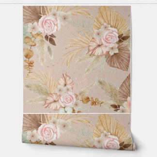 "Boho Floral and Greenery Wallpaper - Elegante Ros Tapete