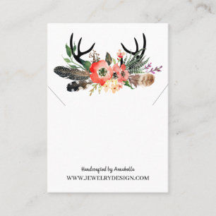 Boho Floral Antlers Necklace Pendant Display Card Visitenkarte