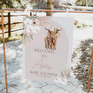 Boho Floral Arch Kuh Calf Baby Dusche Begrüßungsze Fotodruck
