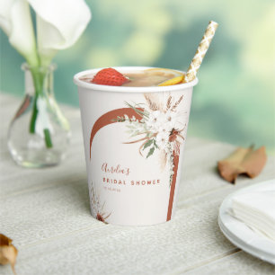 Boho Floral Arch Paper Cups Pappbecher