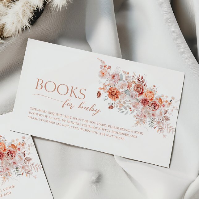 Boho Floral Baby Brunch Bücher für Baby Begleitkarte (Von Creator hochgeladen)