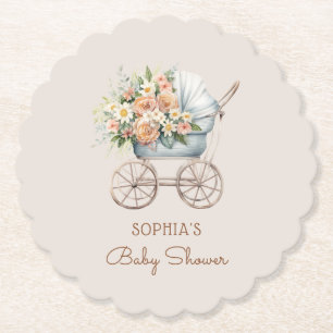 Boho Floral Baby Carriage Baby Shooter Untersetzer