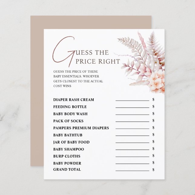 Boho Floral Baby Dusche schätzt das preisgünstige  (Vorne/Hinten)