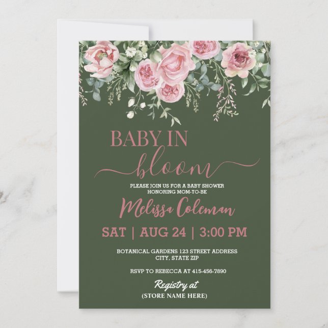 Boho Floral Baby In Bloom Baby Shower  Einladung (Vorderseite)