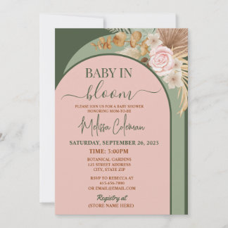 Boho Floral Baby In Bloom Baby Shower  Einladung