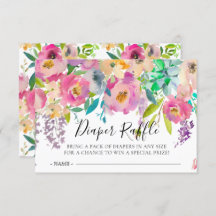 Boho Floral Baby Showdusche Windeln Raffle Ticket