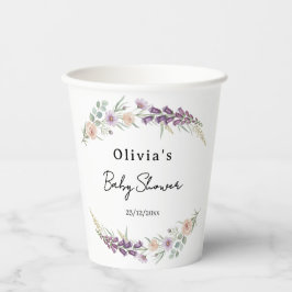 Boho Floral Baby Shower Cup Wildflower Watercolor Pappbecher