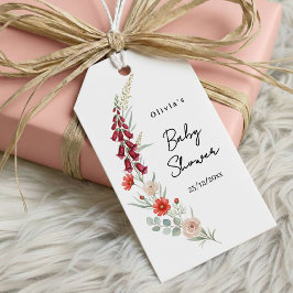 Boho floral Baby Shower gift red wildflower love Geschenkanhänger