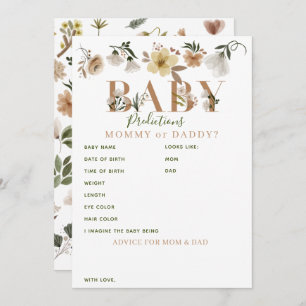 Boho Floral Baby Shower Vorhersagen & Ratschläge Hinweiskarte