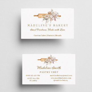 Boho Floral Bakery Rolling Button Visitenkarte