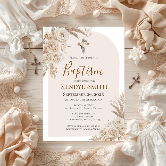 Boho Floral Baptism  Invitation Einladung (Von Creator hochgeladen)
