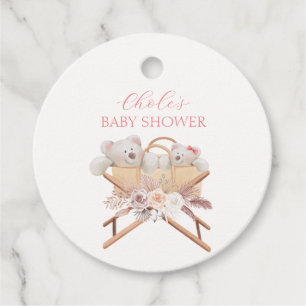 Boho Floral Bear Bassinet Girl Baby Dusche Geschenkanhänger