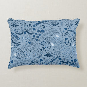 Boho Floral Beautiful Classic Blue Dekokissen