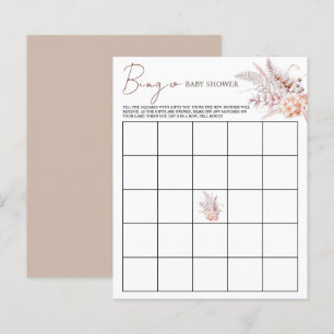 Boho Floral Beige Babydusche Bingo Game